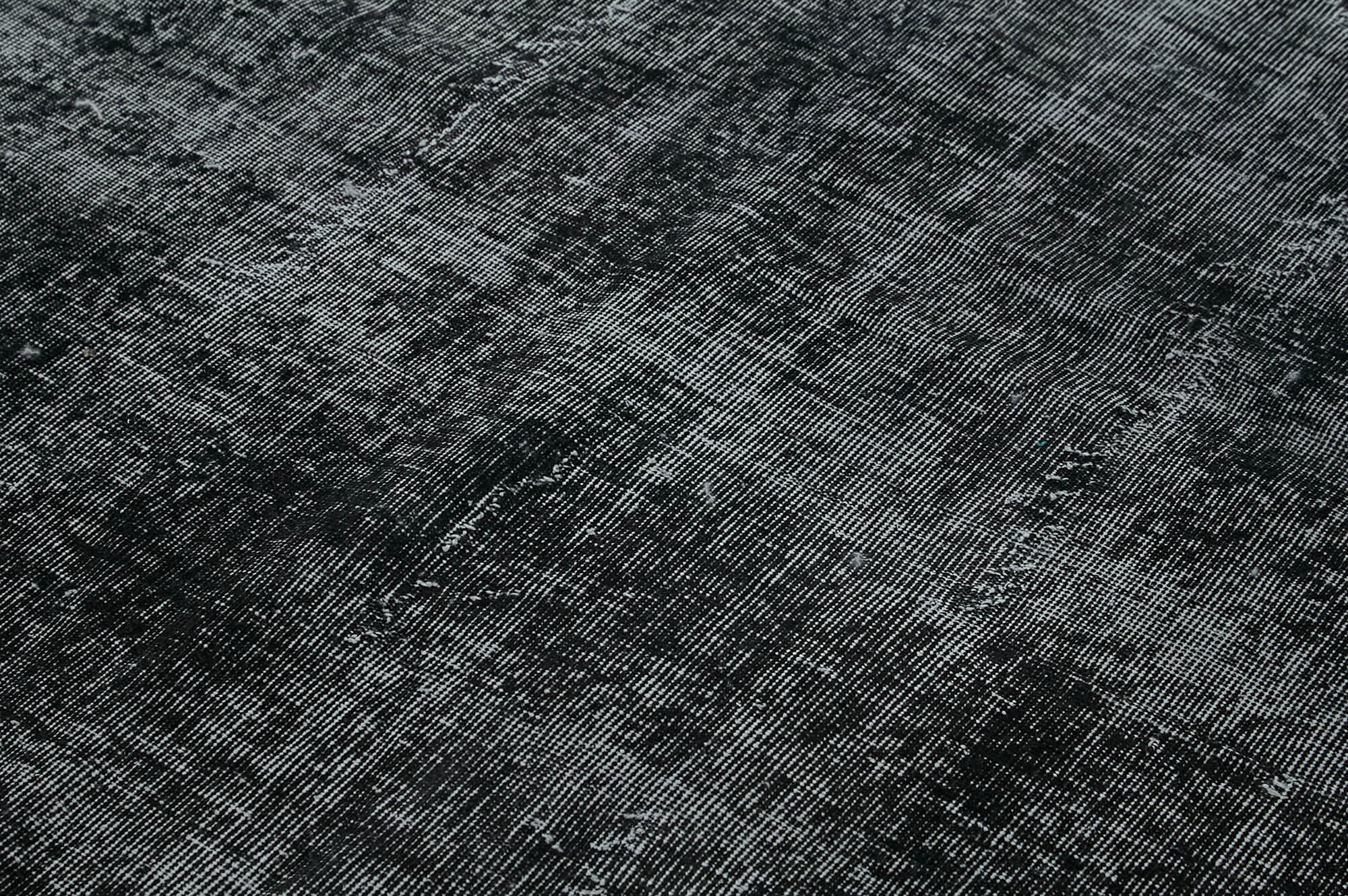 Overdyed Vintage Siyah Eskitme Pamuk Yün El Dokuma Halısı 222x317 Agacan