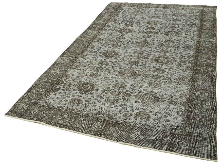 Overdyed Vintage Gri Eskitme Pamuk Yün El Dokuma Halısı 156x286 Agacan