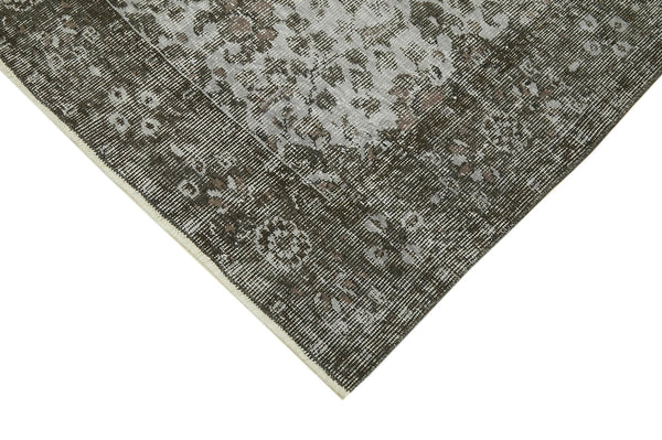 Overdyed Vintage Gri Eskitme Pamuk Yün El Dokuma Halısı 156x286 Agacan