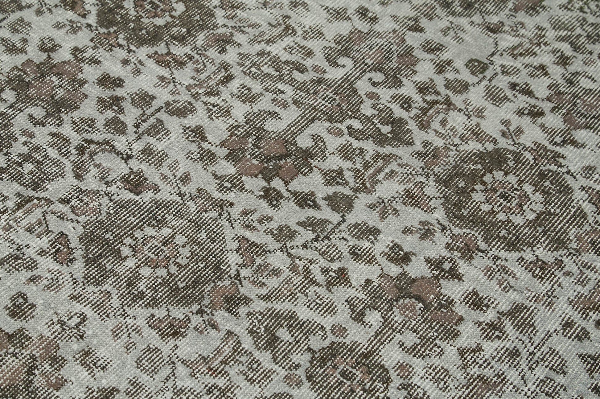 Overdyed Vintage Gri Eskitme Pamuk Yün El Dokuma Halısı 156x286 Agacan