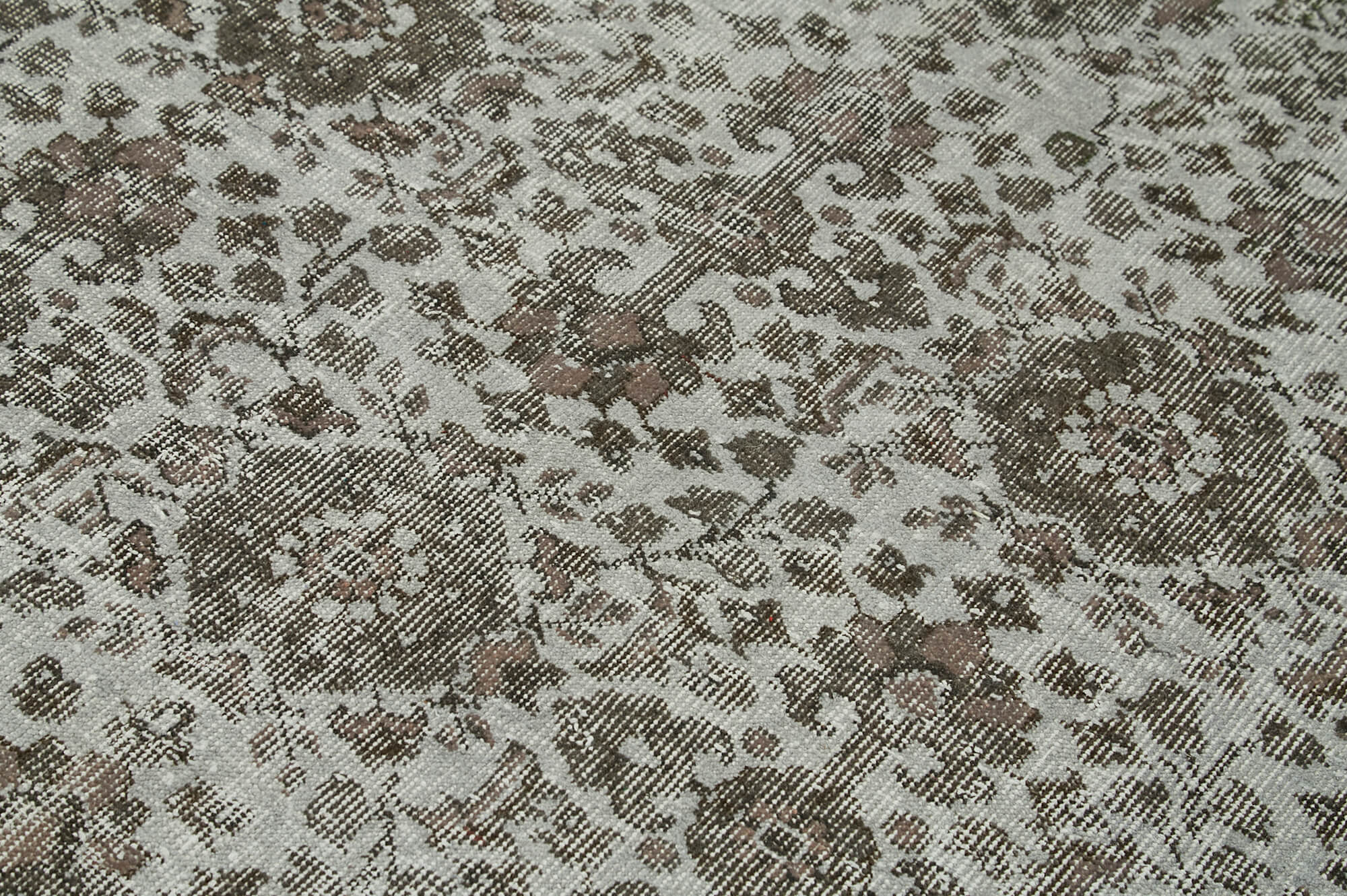 Overdyed Vintage Gri Eskitme Pamuk Yün El Dokuma Halısı 156x286 Agacan