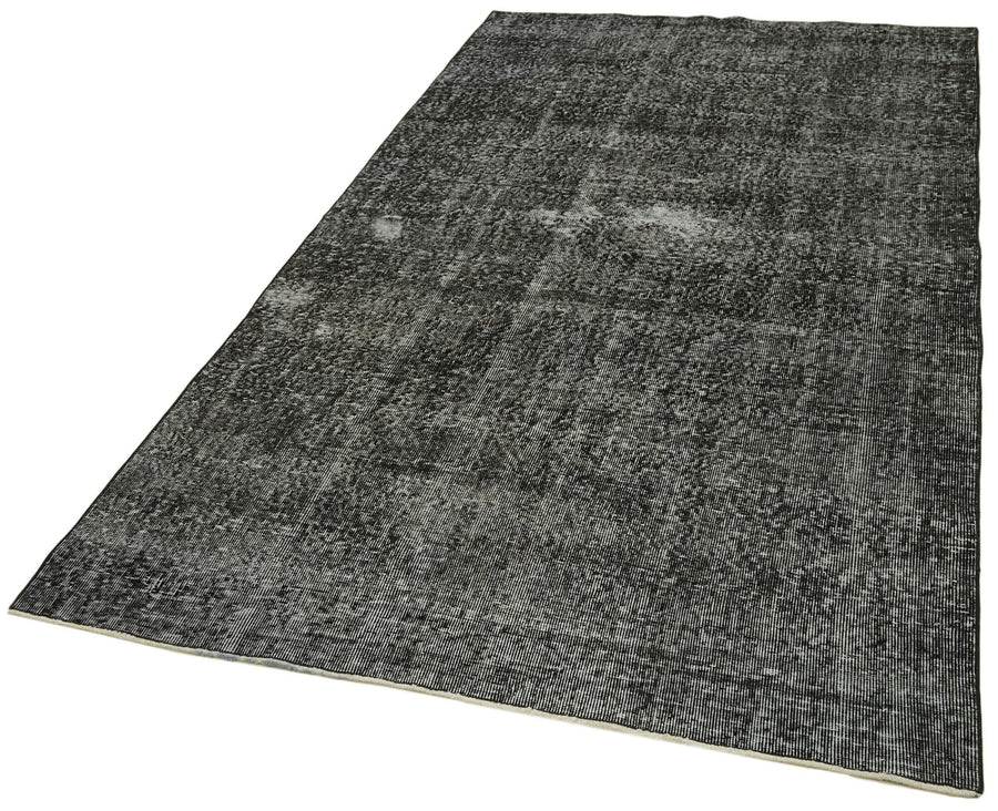 Overdyed Vintage Siyah Eskitme Pamuk Yün El Dokuma Halısı 143x271 Agacan