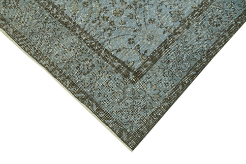Overdyed Vintage Mavi Eskitme Pamuk Yün El Dokuma Halısı 174x294 Agacan