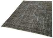 Overdyed Vintage Gri Eskitme Pamuk Yün El Dokuma Halısı 162x230 Agacan
