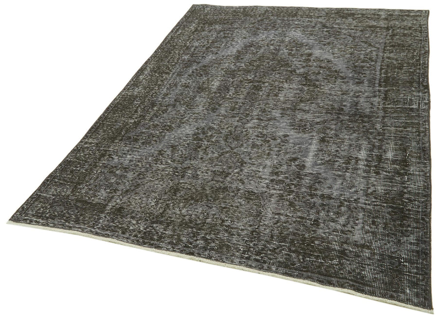 Overdyed Vintage Gri Eskitme Pamuk Yün El Dokuma Halısı 162x230 Agacan