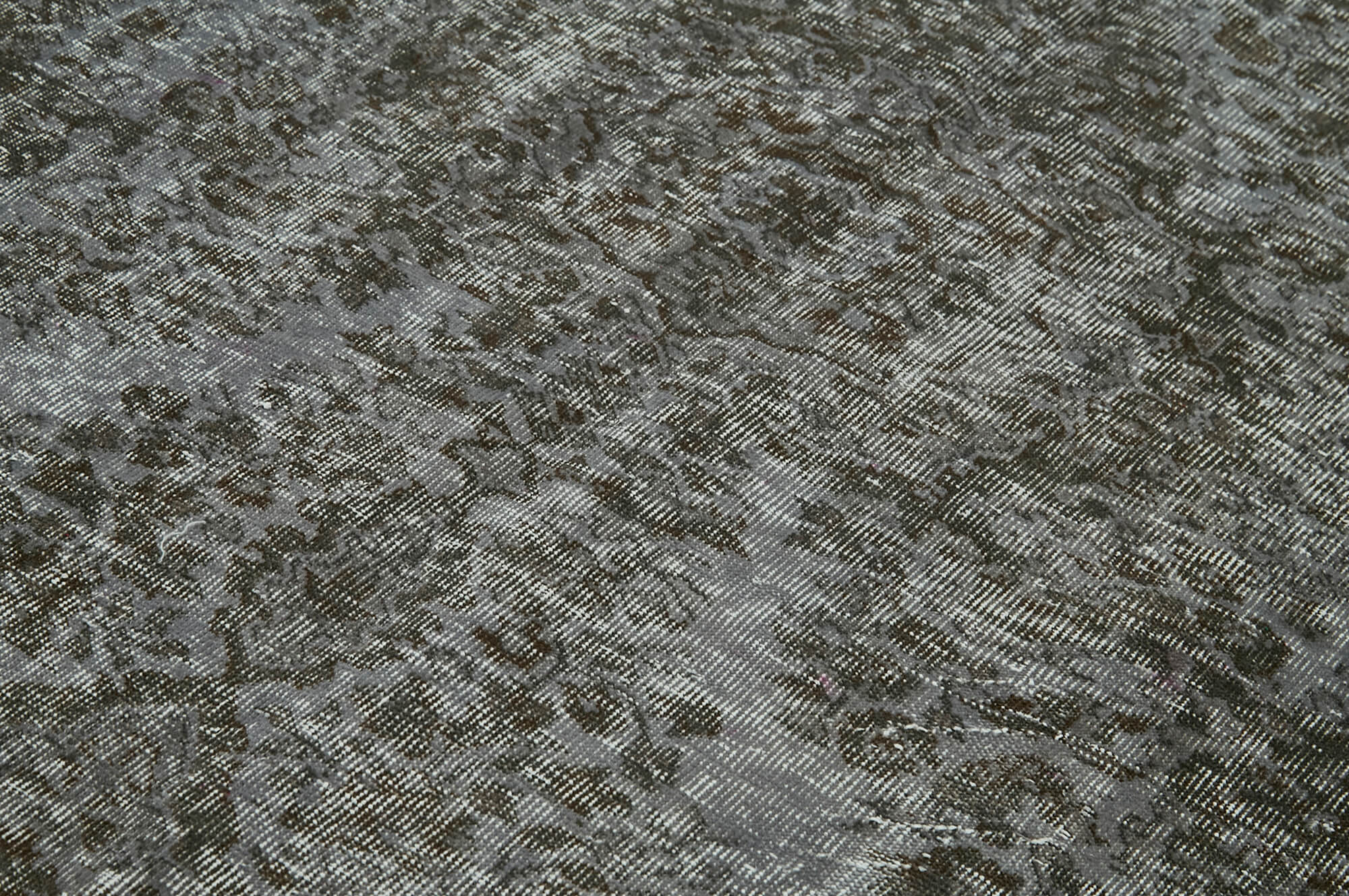 Overdyed Vintage Gri Eskitme Pamuk Yün El Dokuma Halısı 162x230 Agacan