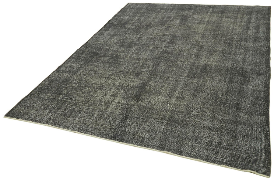 Overdyed Vintage Siyah Eskitme Pamuk Yün El Dokuma Halısı 201x305 Agacan