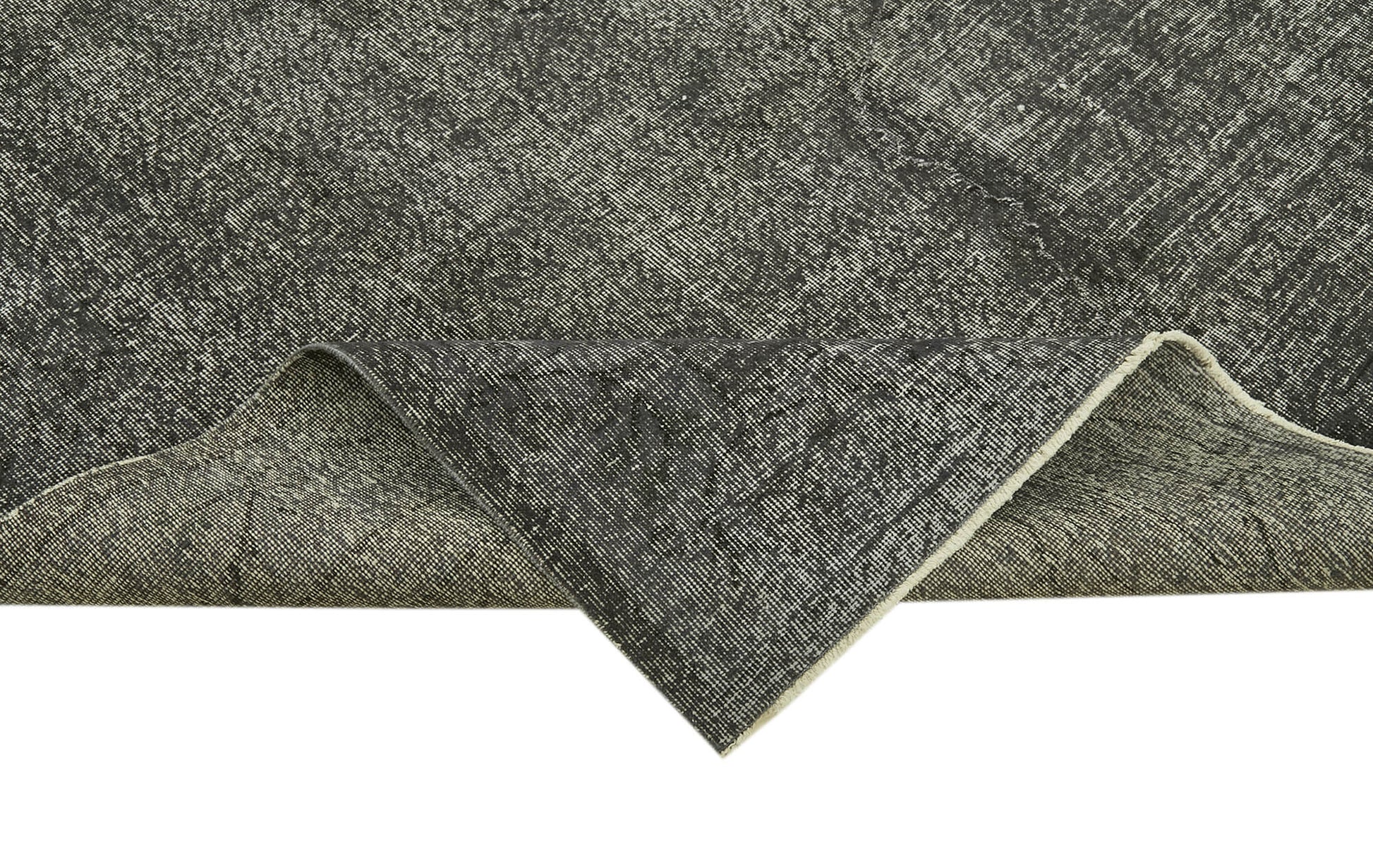 Overdyed Vintage Siyah Eskitme Pamuk Yün El Dokuma Halısı 201x305 Agacan