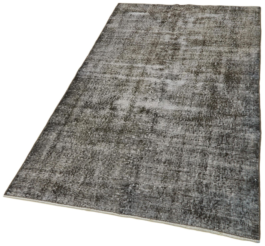 Overdyed Vintage Siyah Eskitme Pamuk Yün El Dokuma Halısı 109x205 Agacan