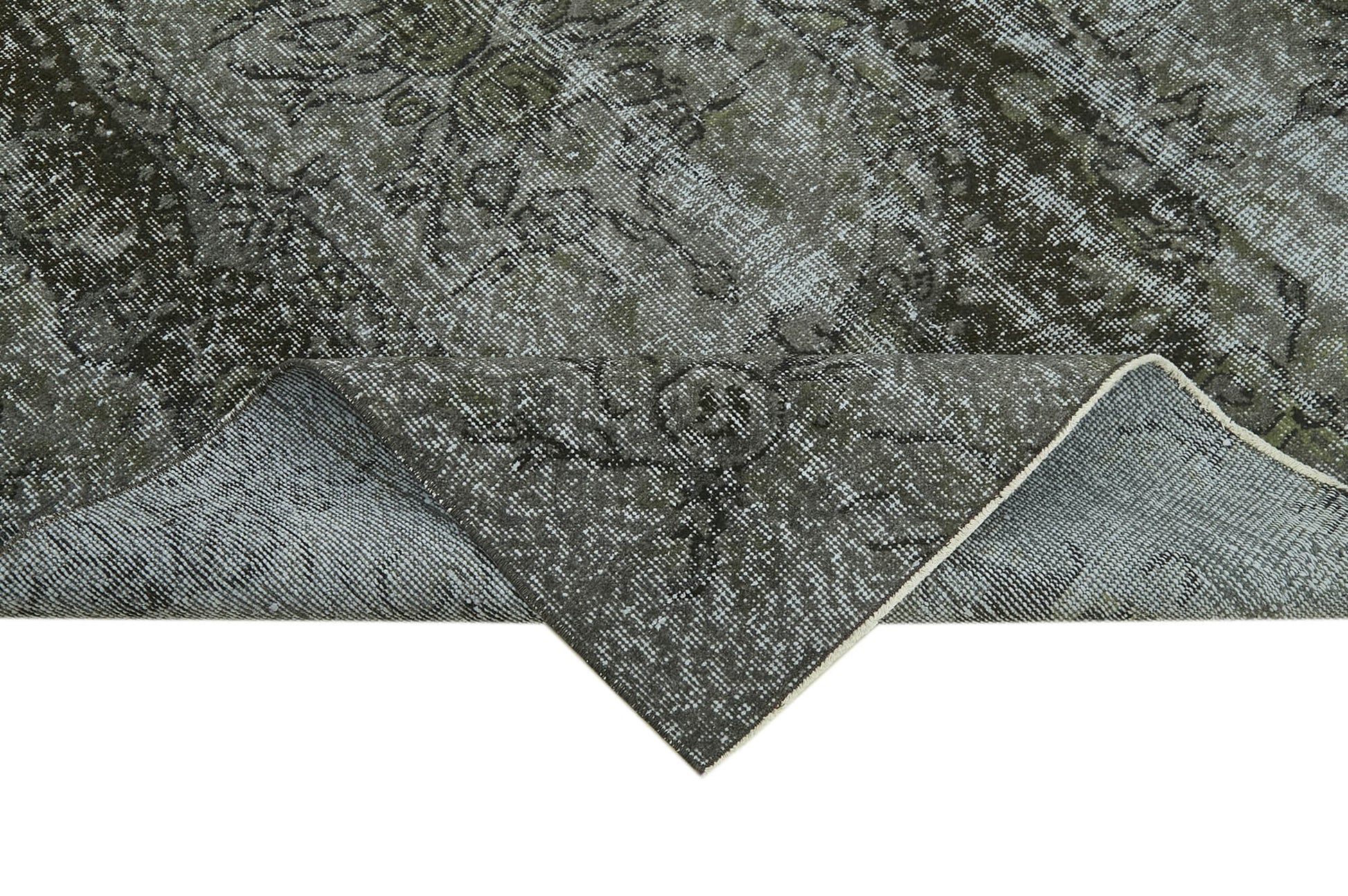 Overdyed Vintage Siyah Eskitme Pamuk Yün El Dokuma Halısı 145x196 Agacan