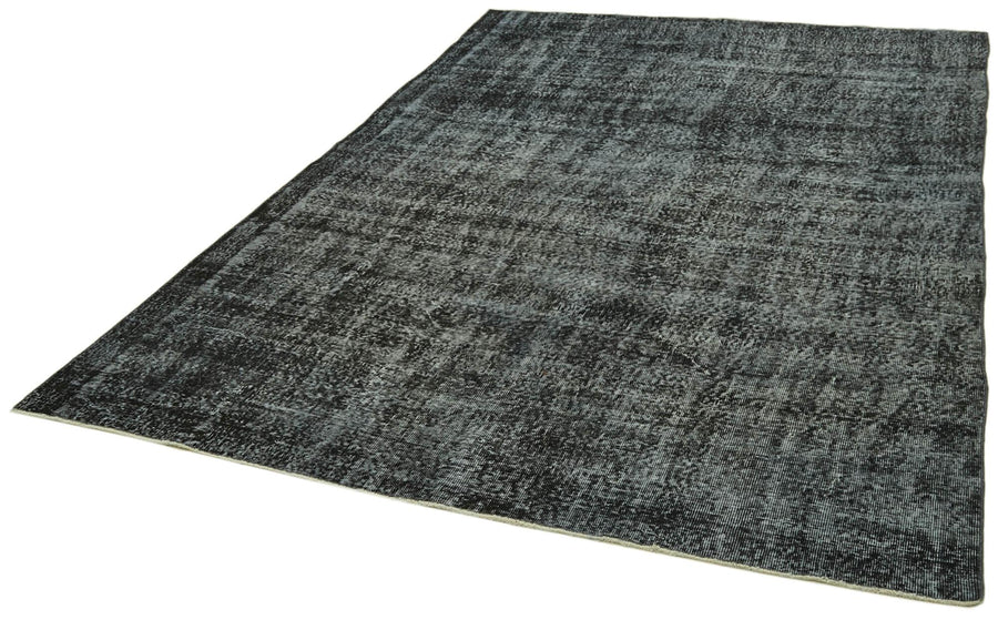 Overdyed Vintage Siyah Eskitme Pamuk Yün El Dokuma Halısı 198x291 Agacan
