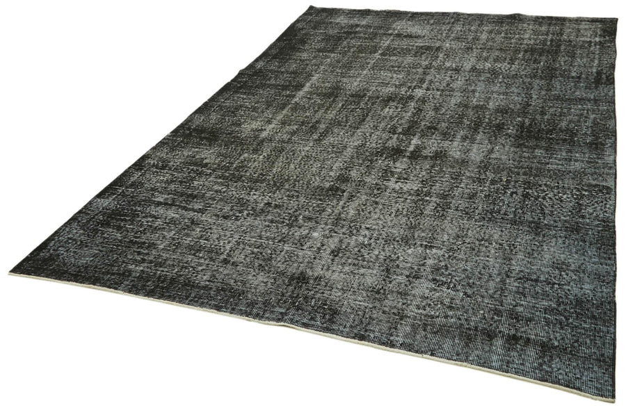 Overdyed Vintage Siyah Eskitme Pamuk Yün El Dokuma Halısı 196x308 Agacan