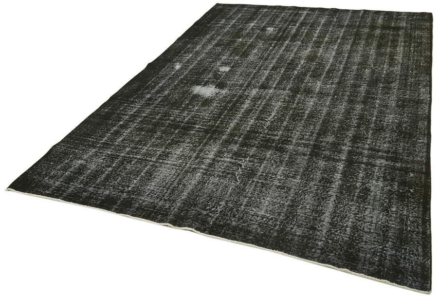 Overdyed Vintage Siyah Eskitme Pamuk Yün El Dokuma Halısı 199x306 Agacan