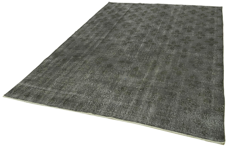 Overdyed Vintage Gri Eskitme Pamuk Yün El Dokuma Halısı 202x300 Agacan
