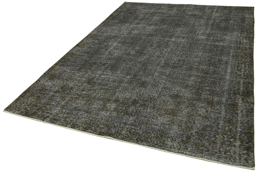 Overdyed Vintage Gri Eskitme Pamuk Yün El Dokuma Halısı 195x300 Agacan