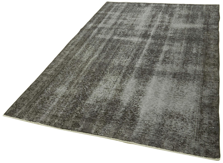 Overdyed Vintage Gri Eskitme Pamuk Yün El Dokuma Halısı 151x251 Agacan