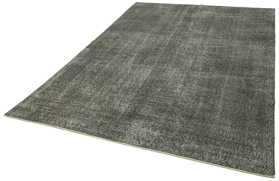 Overdyed Vintage Gri Eskitme Pamuk Yün El Dokuma Halısı 192x294 Agacan