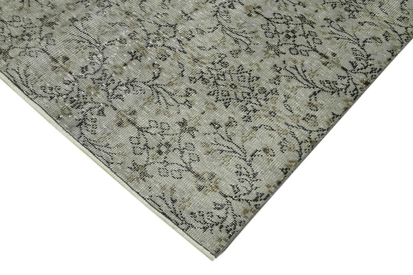 Overdyed Vintage Gri Eskitme Pamuk Yün El Dokuma Halısı 193x280 Agacan