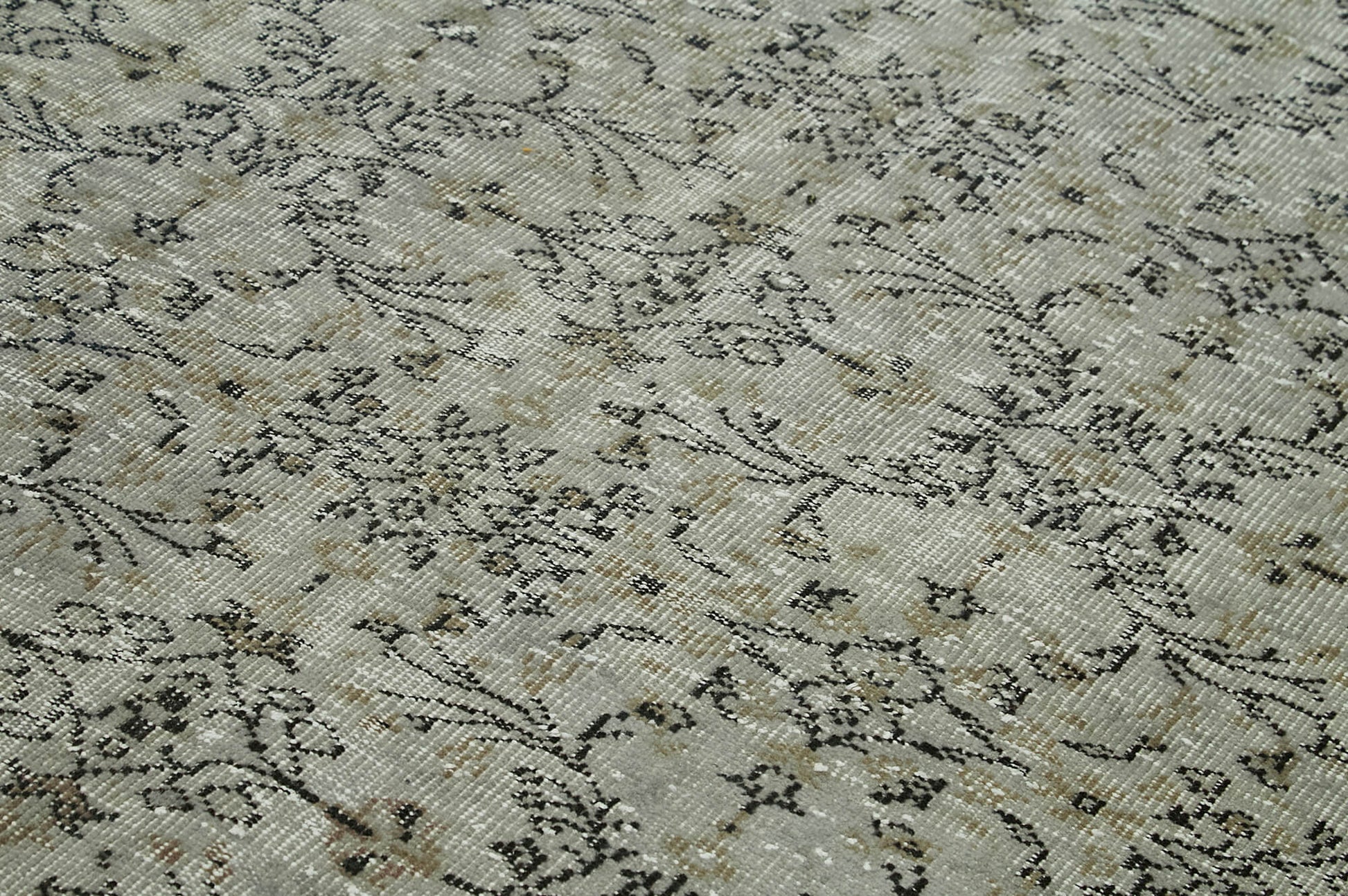 Overdyed Vintage Gri Eskitme Pamuk Yün El Dokuma Halısı 193x280 Agacan