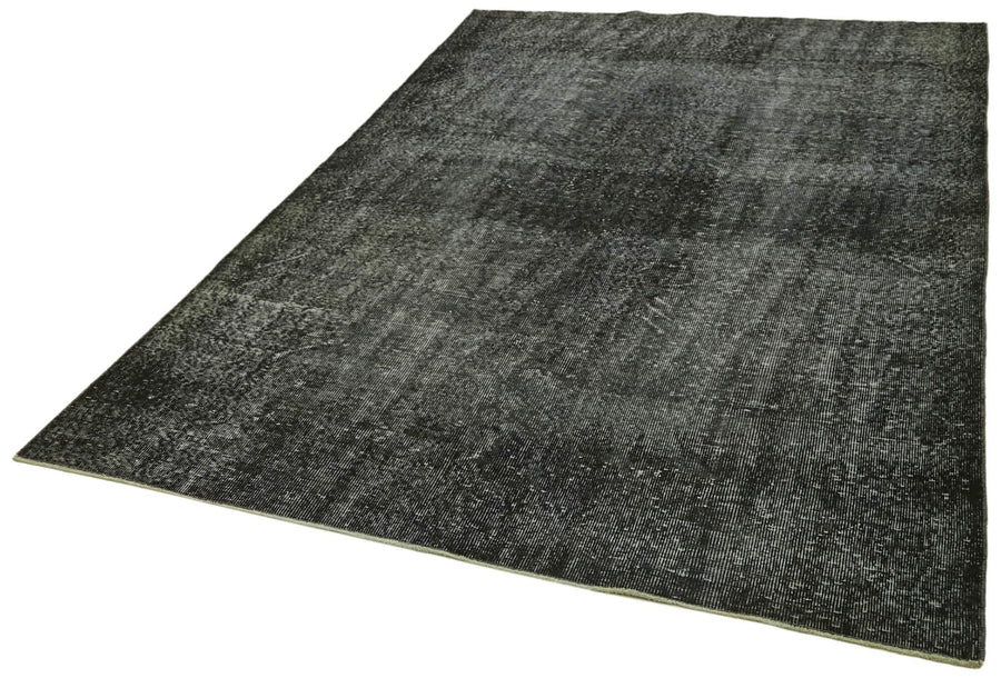 Overdyed Vintage Siyah Eskitme Pamuk Yün El Dokuma Halısı 178x279 Agacan