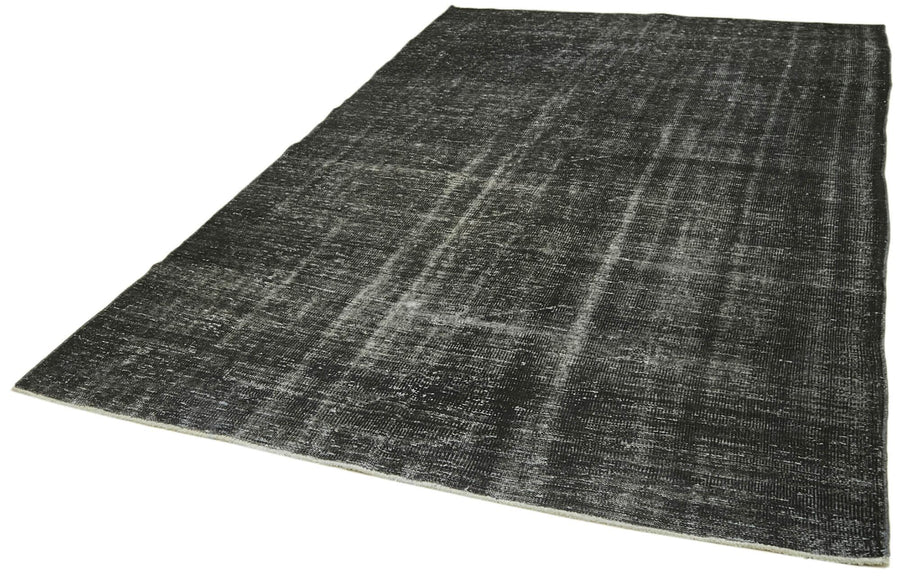 Overdyed Vintage Siyah Eskitme Pamuk Yün El Dokuma Halısı 186x284 Agacan