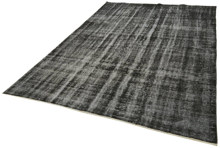 Overdyed Vintage Siyah Eskitme Pamuk Yün El Dokuma Halısı 200x298 Agacan