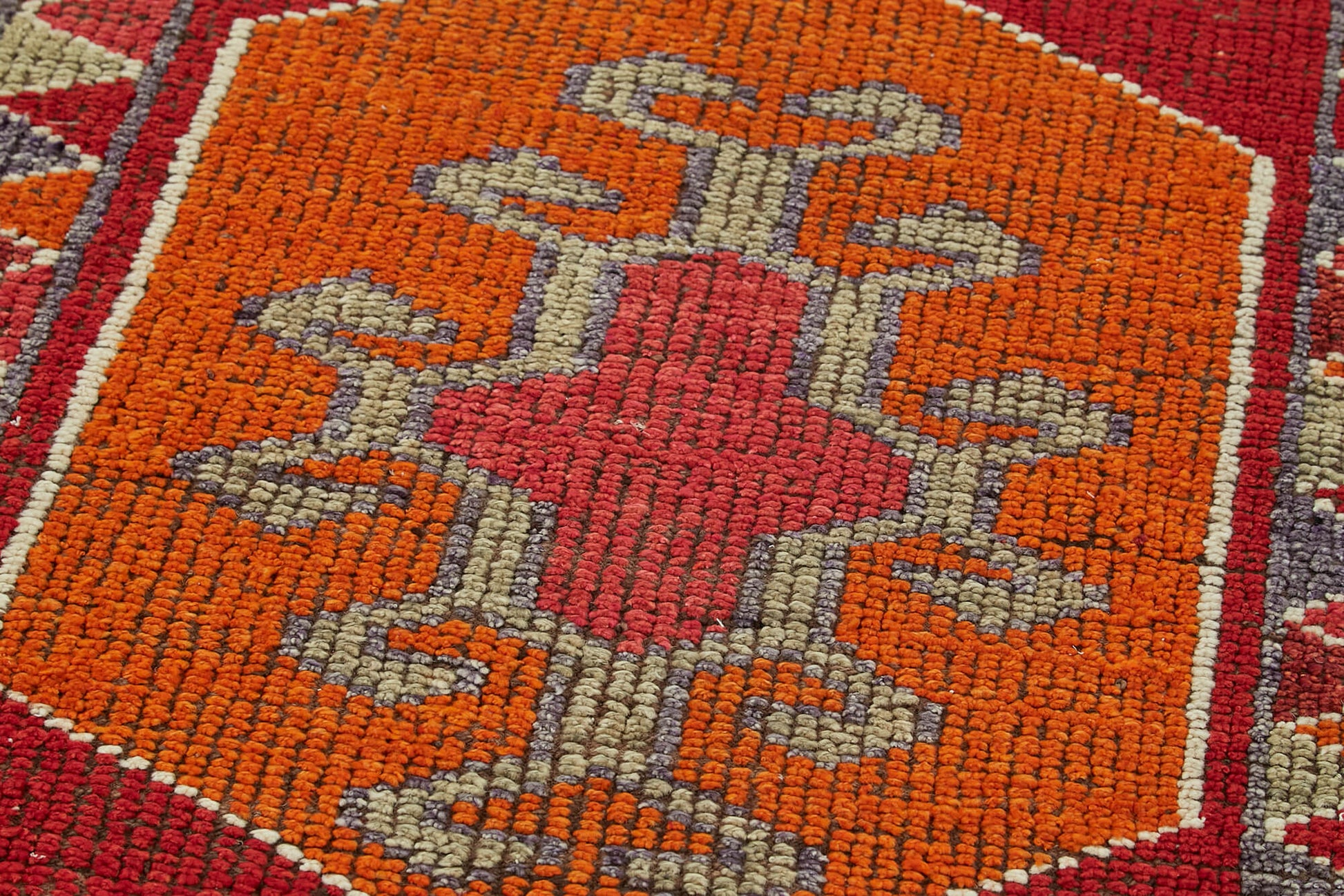 Vintage Herki Kırmızı Eskitme Pamuk Yün El Dokuma Halısı 95x305 Agacan