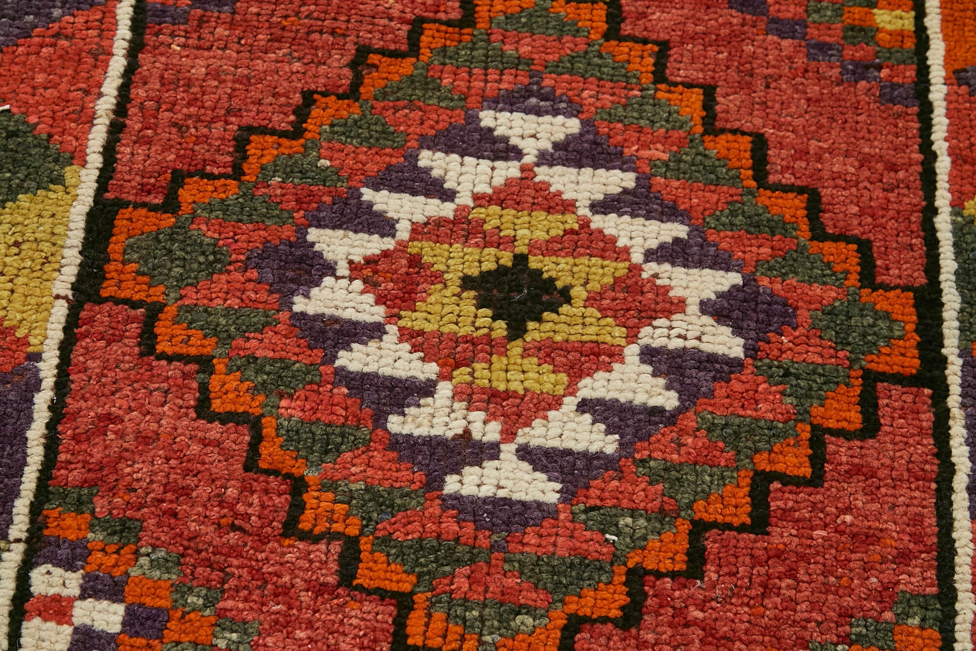 Vintage Herki Kırmızı Eskitme Pamuk Yün El Dokuma Halısı 86x354 Agacan