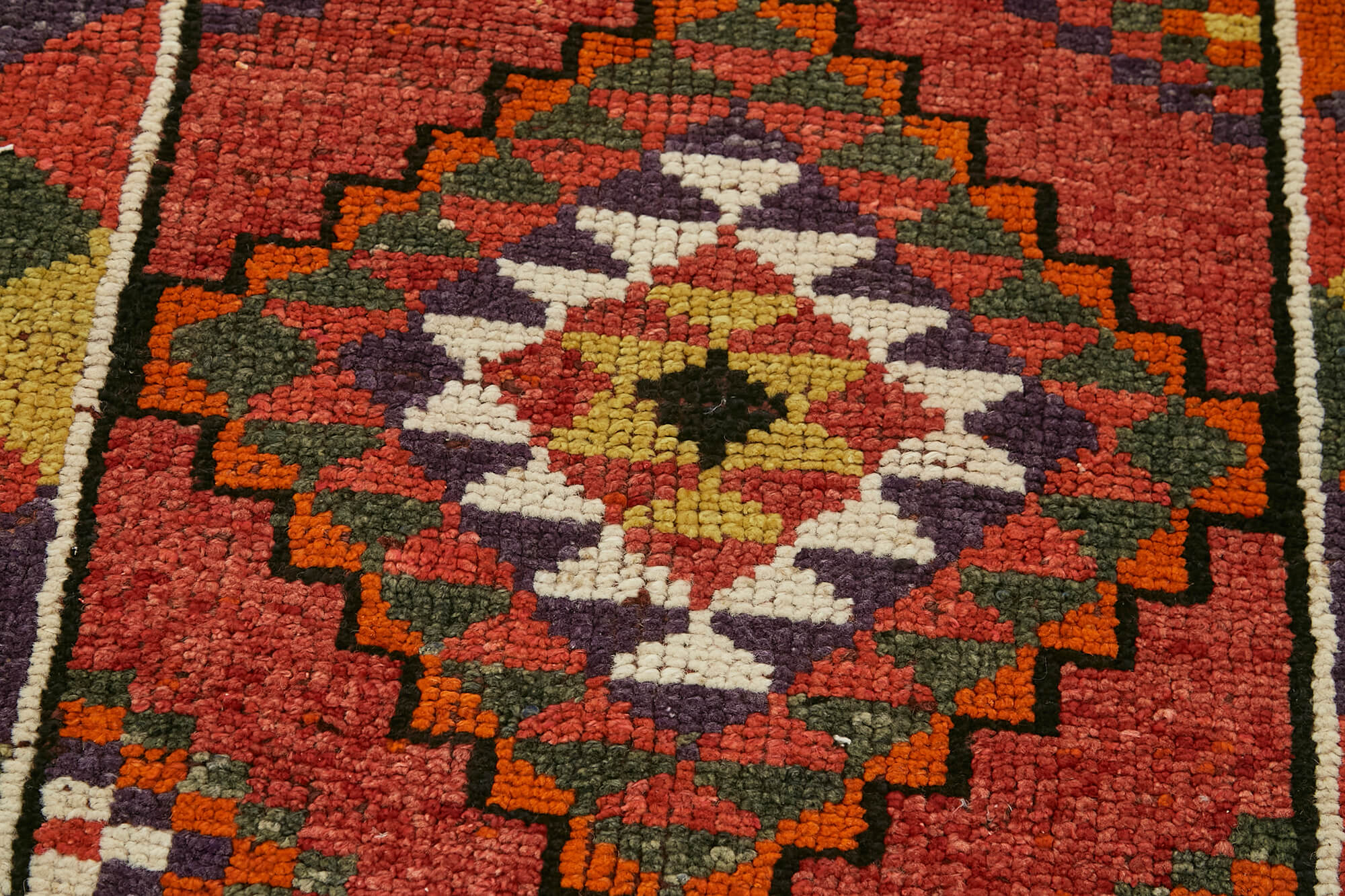 Vintage Herki Kırmızı Eskitme Pamuk Yün El Dokuma Halısı 86x354 Agacan