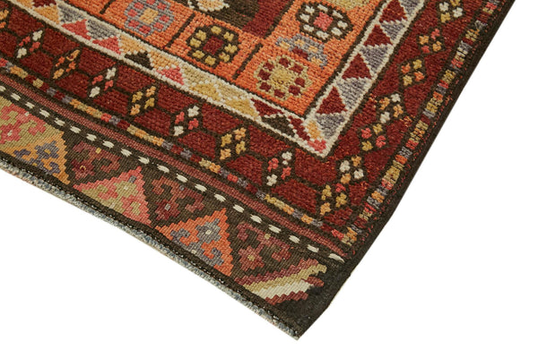 Vintage Herki Kırmızı Eskitme Pamuk Yün El Dokuma Halısı 92x403 Agacan