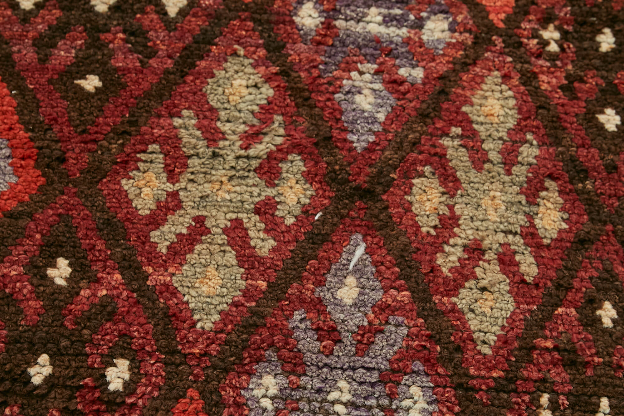 Vintage Herki Kırmızı Eskitme Pamuk Yün El Dokuma Halısı 90x360 Agacan