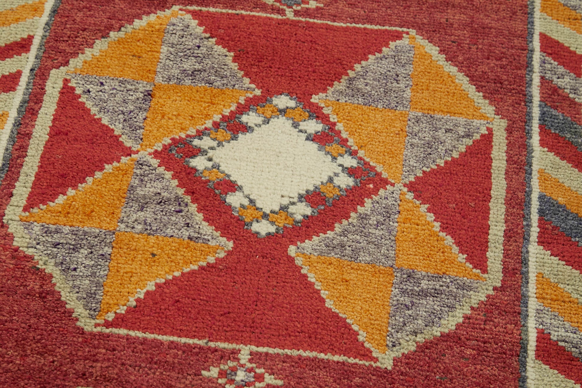 Vintage Herki Kırmızı Eskitme Pamuk Yün El Dokuma Halısı 90x355 Agacan