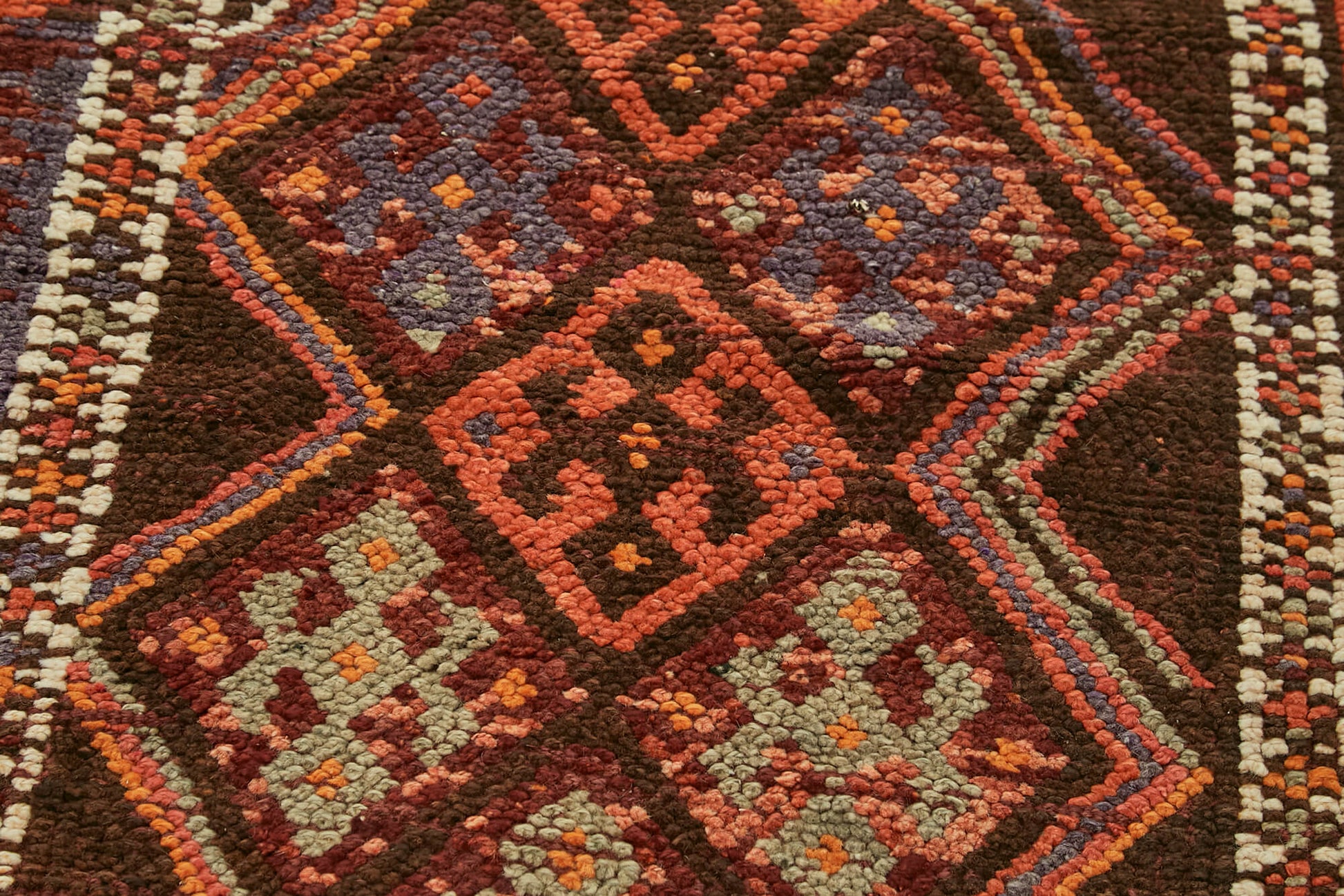 Vintage Herki Kırmızı Eskitme Pamuk Yün El Dokuma Halısı 87x397 Agacan