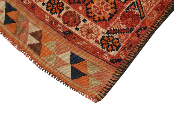 Vintage Herki Kırmızı Eskitme Pamuk Yün El Dokuma Halısı 88x363 Agacan