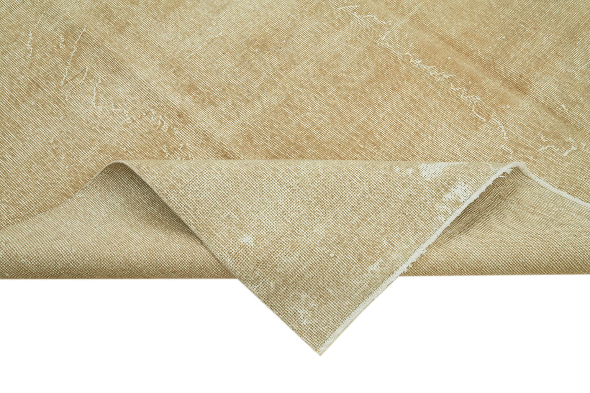 Vintage Bej Eskitme Pamuk Yün El Dokuma Halısı 211x298 Agacan