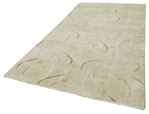 Vintage Bej Eskitme Pamuk Yün El Dokuma Halısı 175x312 Agacan