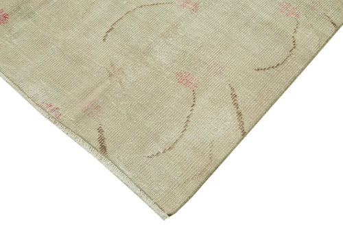 Vintage Bej Eskitme Pamuk Yün El Dokuma Halısı 175x312 Agacan