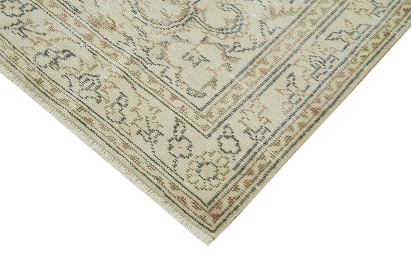 Vintage Bej Eskitme Pamuk Yün El Dokuma Halısı 170x270 Agacan