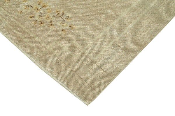 Vintage Bej Eskitme Pamuk Yün El Dokuma Halısı 204x306 Agacan