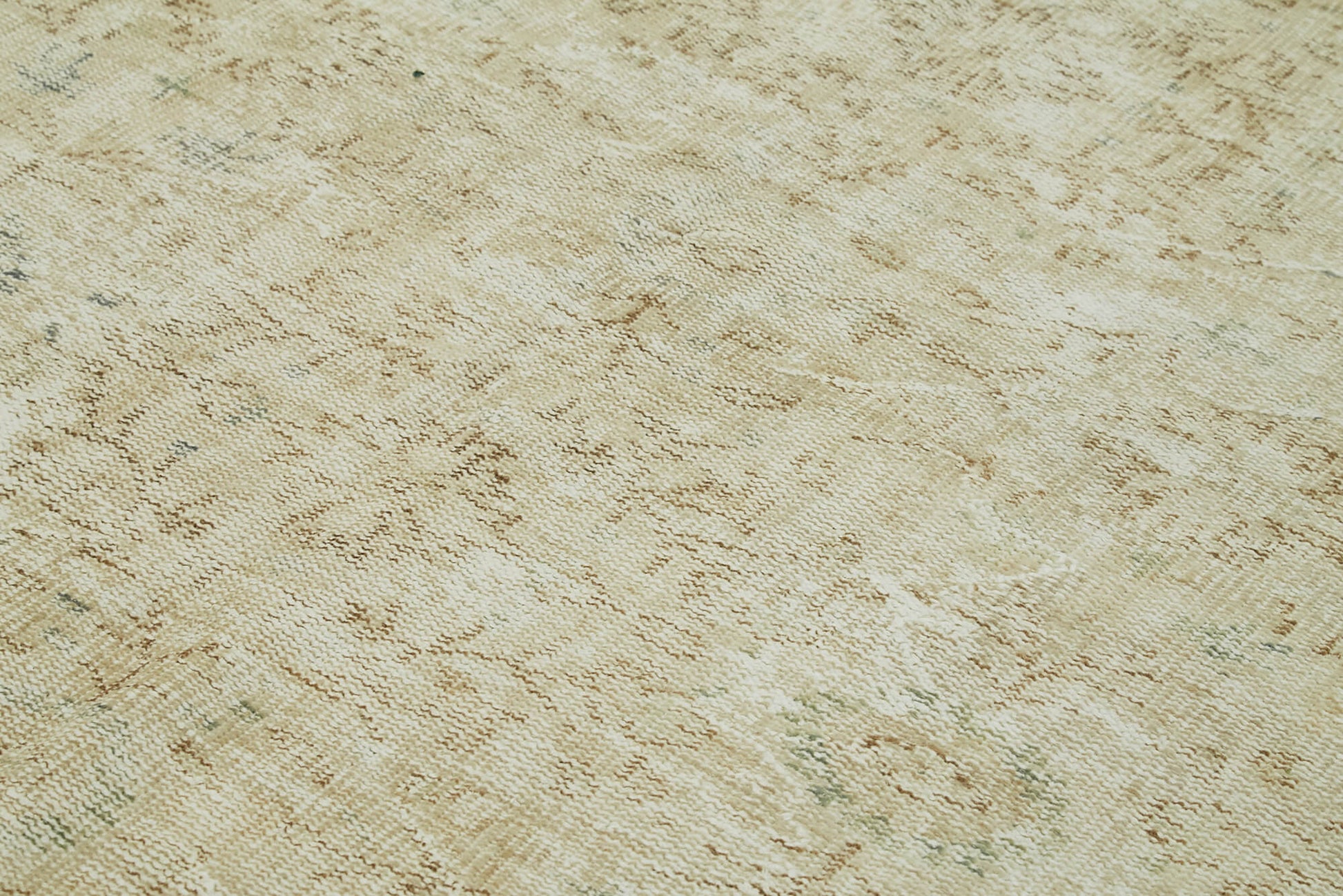 Vintage Bej Eskitme Pamuk Yün El Dokuma Halısı 184x291 Agacan