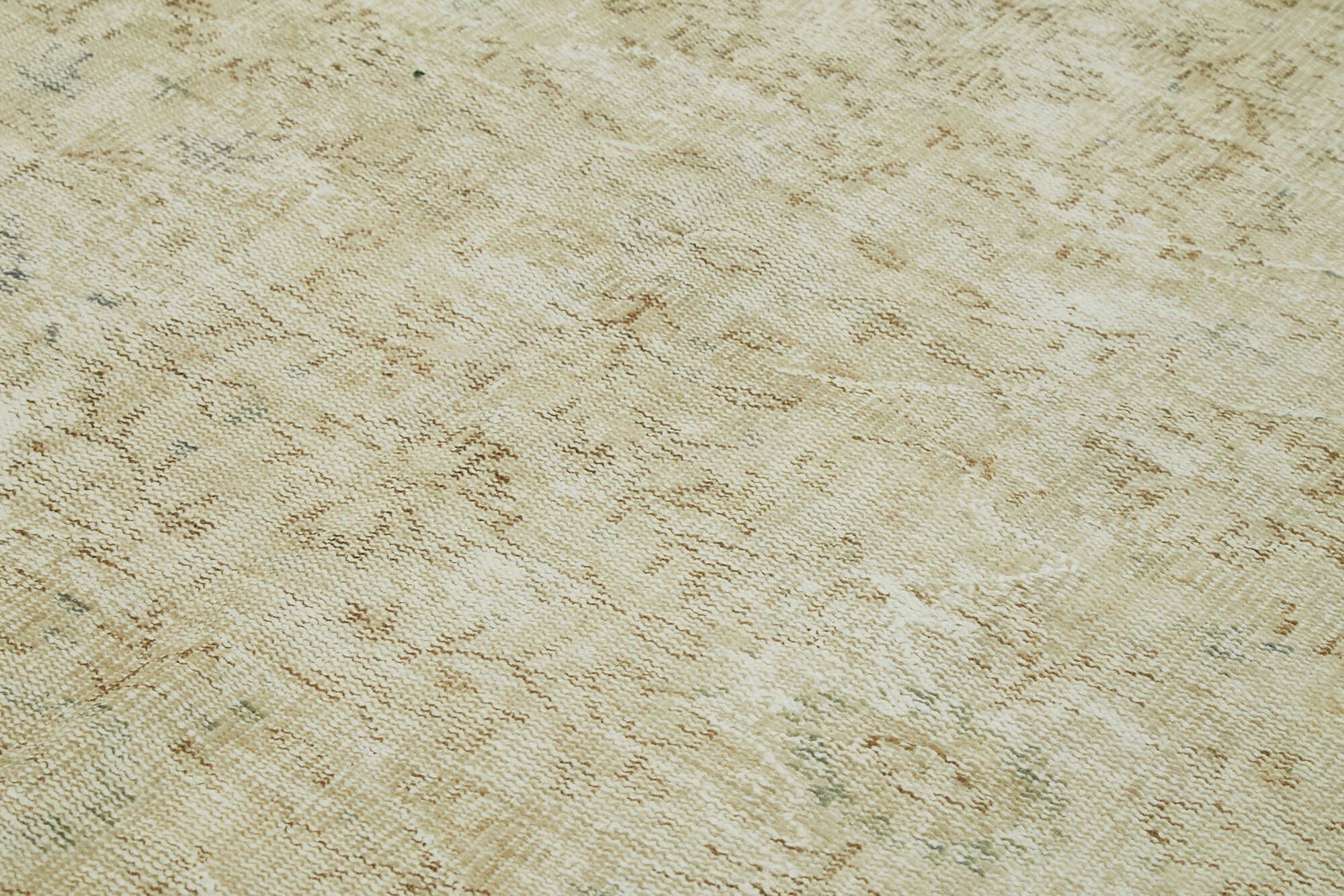 Vintage Bej Eskitme Pamuk Yün El Dokuma Halısı 184x291 Agacan