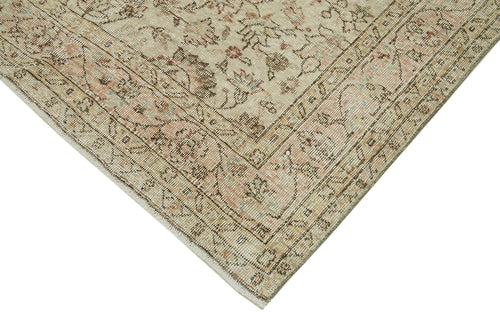 Vintage Bej Eskitme Pamuk Yün El Dokuma Halısı 155x282 Agacan