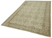 Vintage Bej Eskitme Pamuk Yün El Dokuma Halısı 167x276 Agacan