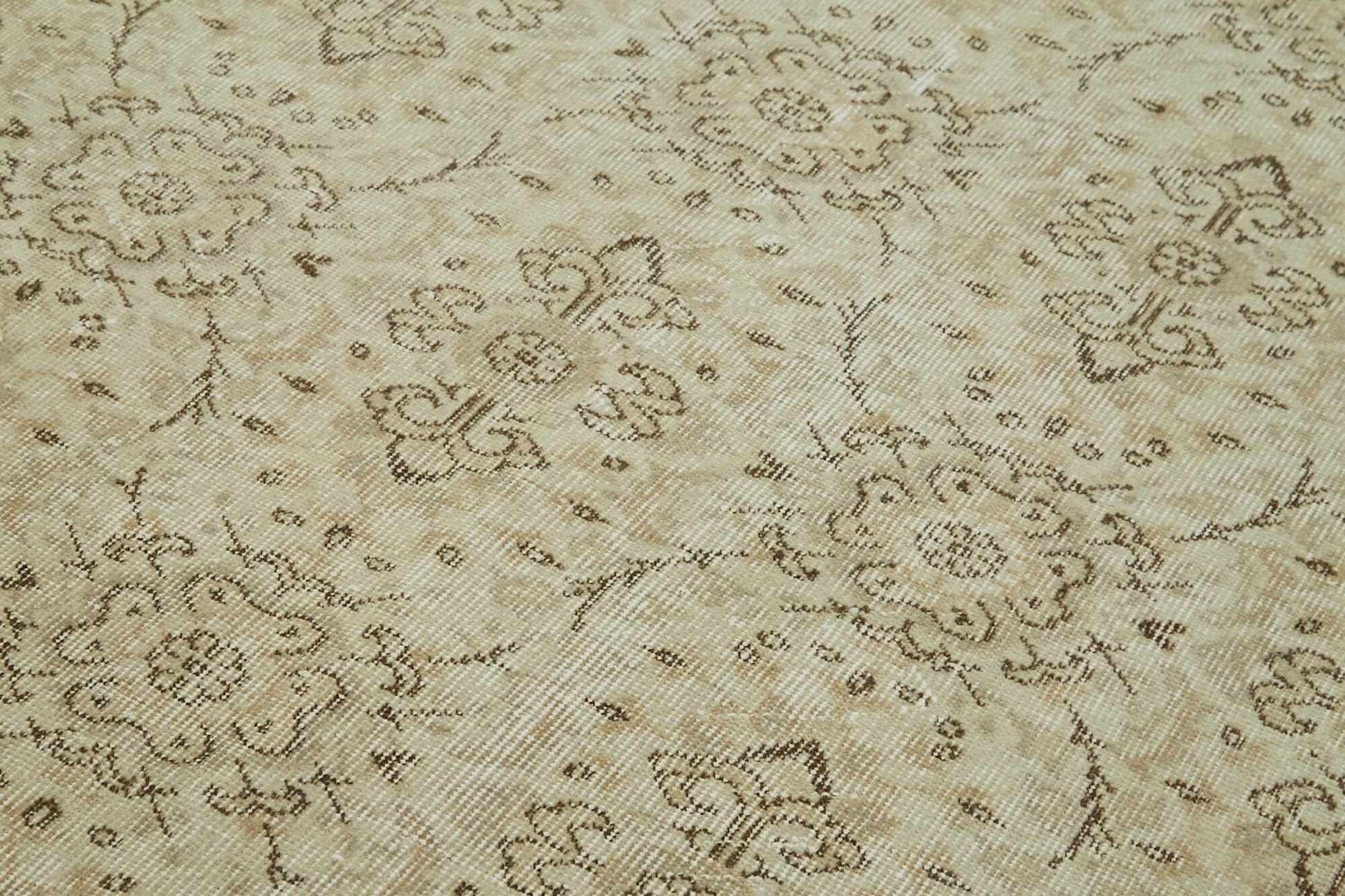 Vintage Bej Eskitme Pamuk Yün El Dokuma Halısı 167x276 Agacan