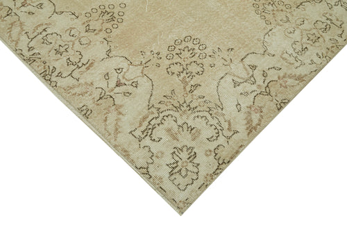 Vintage Bej Eskitme Pamuk Yün El Dokuma Halısı 206x313 Agacan