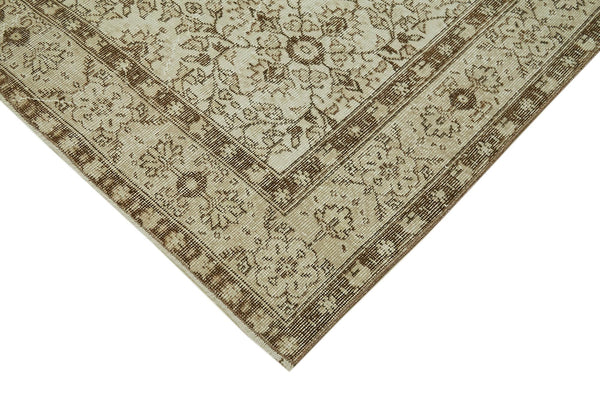 Vintage Bej Eskitme Pamuk Yün El Dokuma Halısı 187x281 Agacan