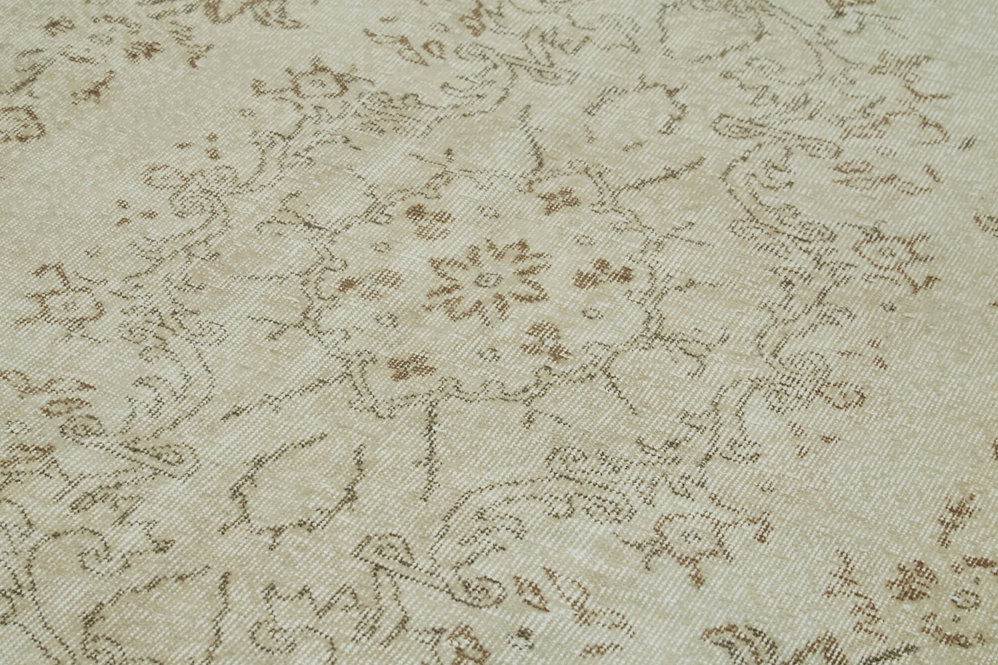 Vintage Bej Eskitme Pamuk Yün El Dokuma Halısı 164x286 Agacan