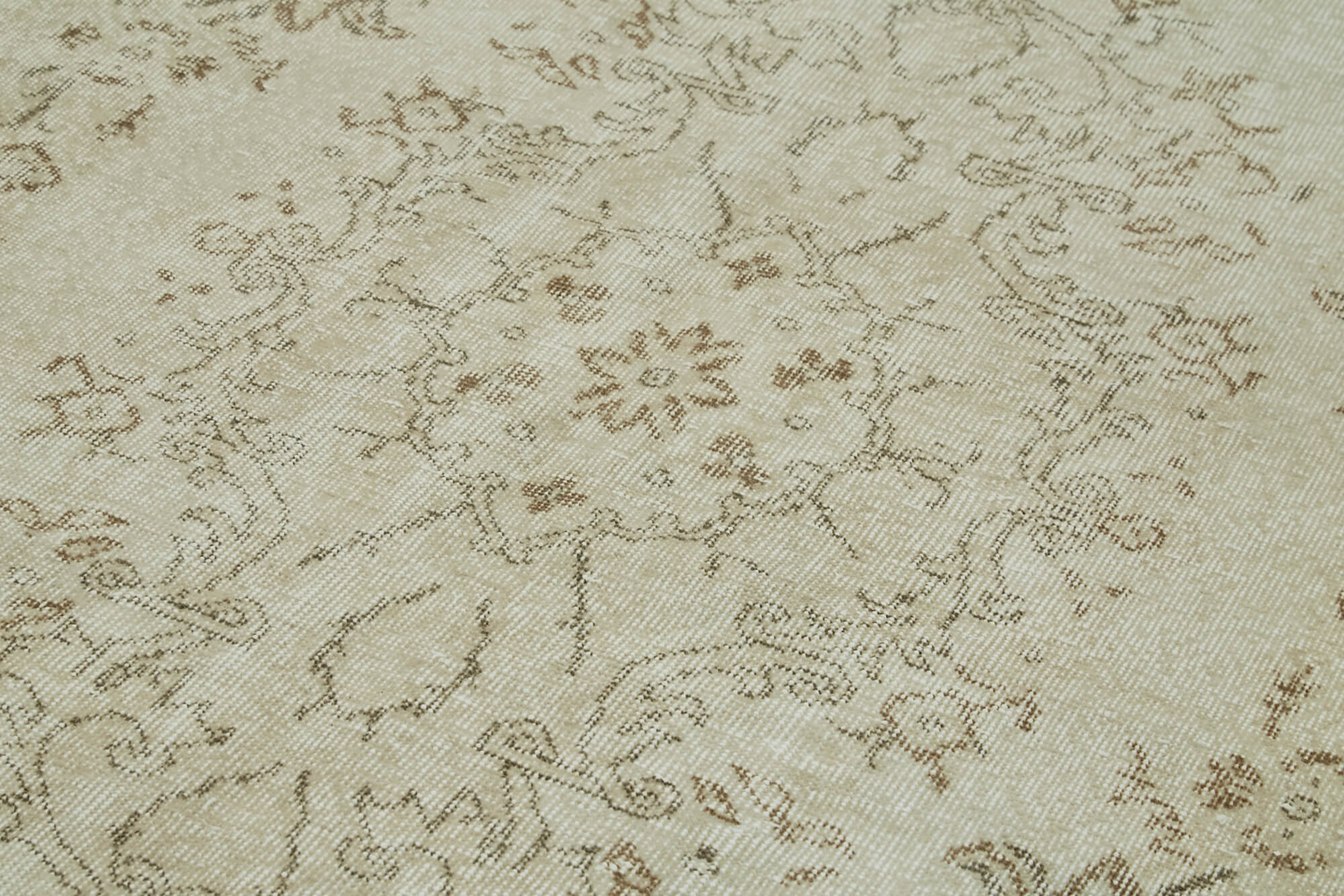 Vintage Bej Eskitme Pamuk Yün El Dokuma Halısı 164x286 Agacan