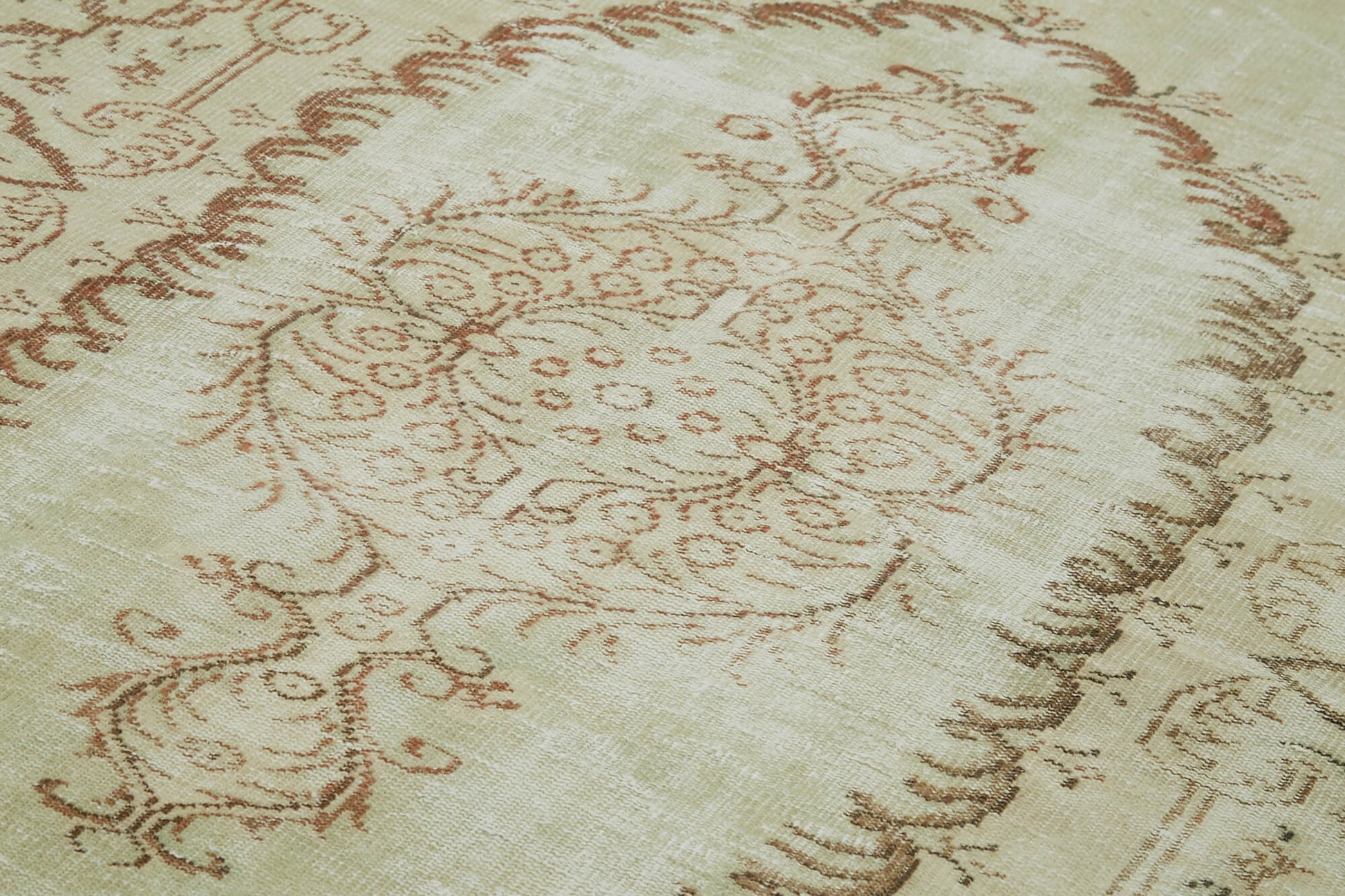 Vintage Bej Eskitme Pamuk Yün El Dokuma Halısı 165x267 Agacan