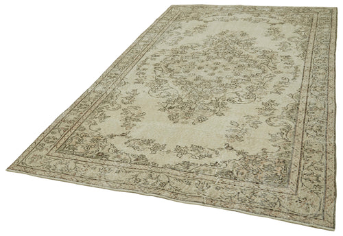 Vintage Bej Eskitme Pamuk Yün El Dokuma Halısı 176x280 Agacan